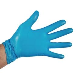 Gants alimentaires en vinyle non poudrés Hygiplas bleus L (Lot de 100) - UNCF403-L_0