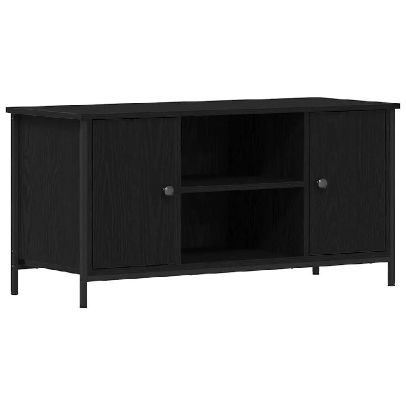 Helloshop26 - Meuble TV rectangulaire moderne avec étagères 100 x 40 x 50 cm en bois d'ingénierie noir 02_0051822 - noir Bois massif 3000237110296_0