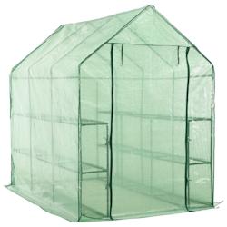 Helloshop26 - Serre tente abri plante fleur légumes de plain-pied avec 12 étagères acier 143 x 214 x 196 cm vert 02_0044655 - 3000220285222_0