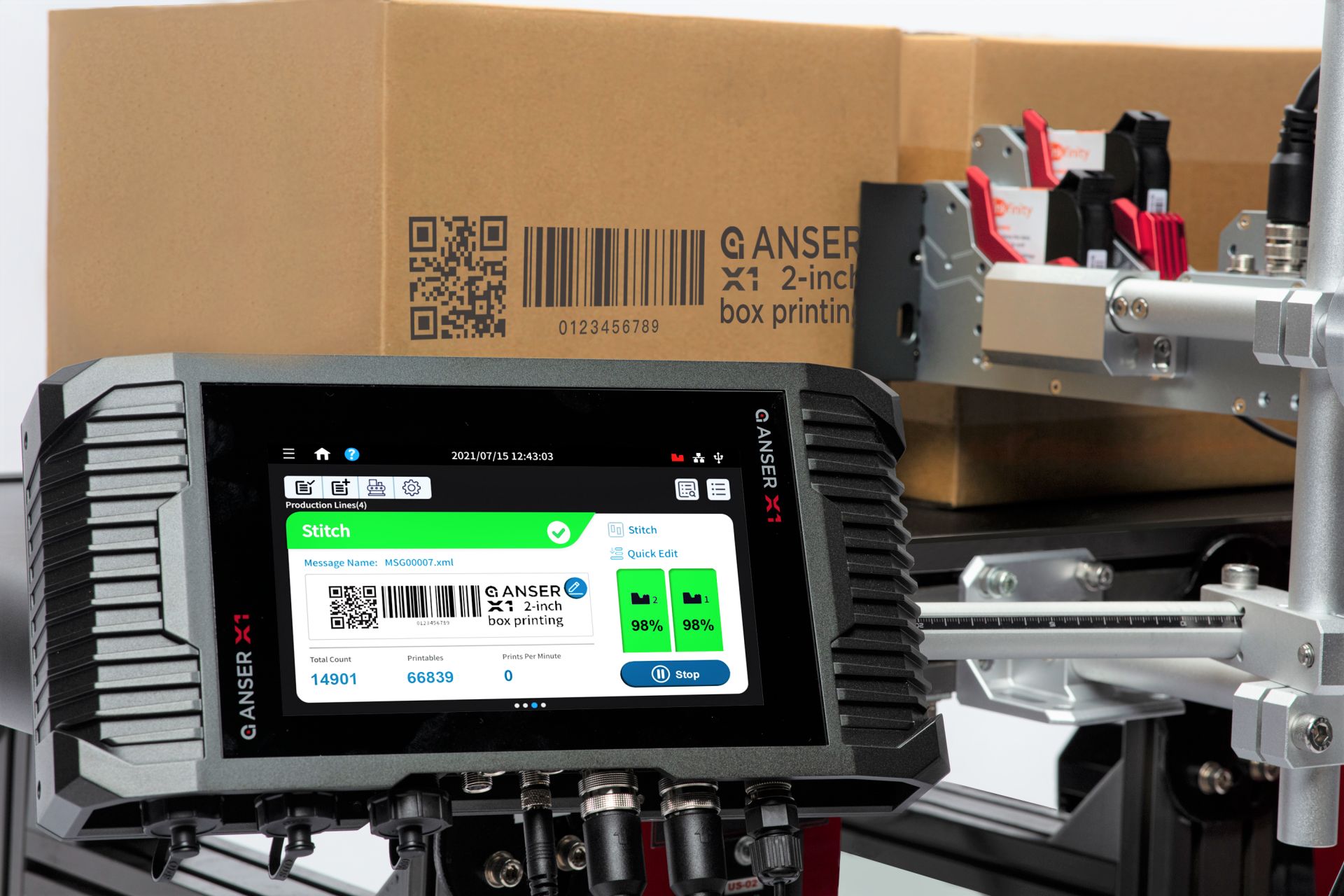 Imprimante jet d'encre anser x1 pour emballage carton, écran tactile_0
