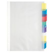 POCHETTE INTERCALAIRE A4+ POLYPROPYLÈNE INCOLORE OXFORD 8 ONGLETS MULTICOLORES - 1 JEU