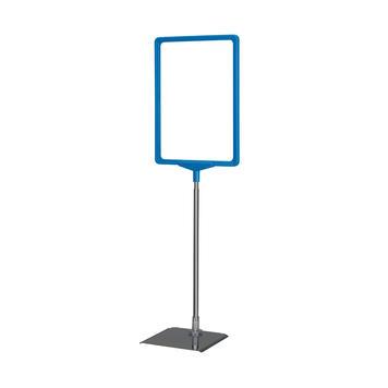 Porte-affiches sur pied série N - A4 - bleu similaire à RAL 5015 - hauteur extensible 320 à 620 mm_0