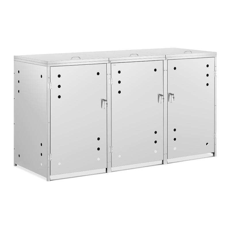 RANGE-POUBELLE 3 X 240 LITRES TROUS D'AÉRATION ACIER INOXYDABLE