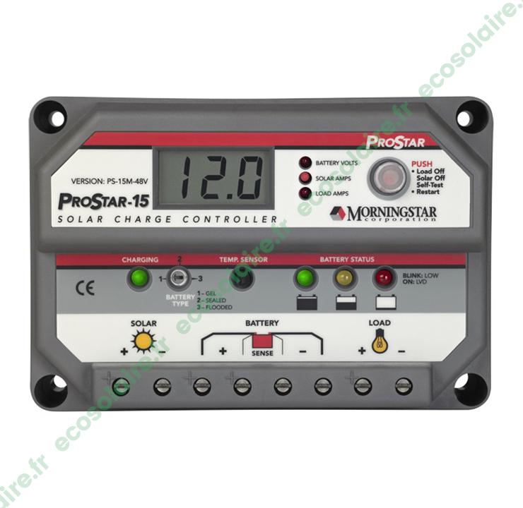 Régulateur solaire PROSTAR PS-15M-48V - 15A 48V - Avec afficheur digital et protection avancée_0