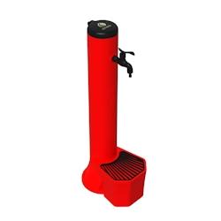 Sined Fontaine extérieure rouge et seau de 5 litres, grille en aluminium pour feuilles. Double raccord latéral et inférieur. Kit. - rouge plastique_0