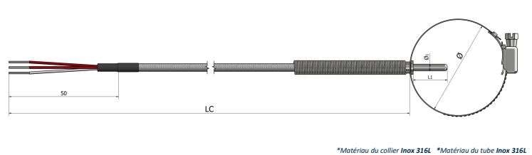 Sonde de résistivité à résistance de surface - Collier de serrage (Type 3) - PS43_0