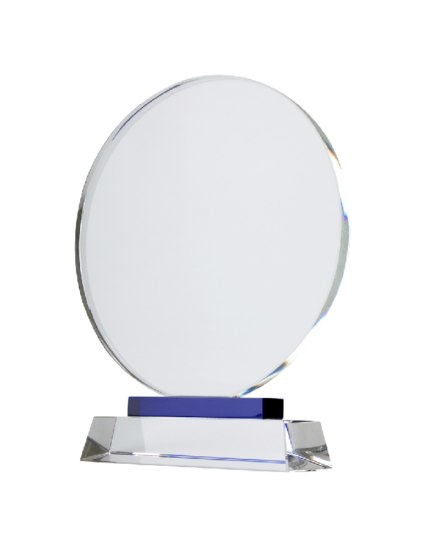 Trophée rond en cristal - avec base en cristal - livré en boîte cadeau en carton_0