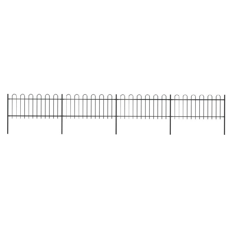 Vidaxl clôture de jardin avec dessus en cerceau acier 6,8 x 0,8 m noir 277650_0