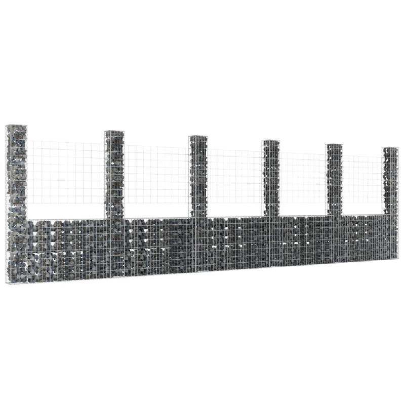 Vidaxl panier de gabion en forme de u avec 6 poteaux fer 620x20x200 cm 151293_0