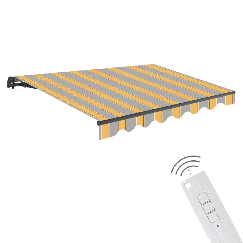 WASABI Store banne motorisé 4 x 2,5 m coloris vert gris anthracite (AGB) – Télécommande incluse – Toile de protection solaire - multicolore pol_0