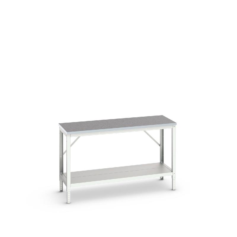 16922003.16 - Verso établi avec ossature - tablette & plateau lino - hauteur réglable - 1500x600x780-930 mm - RAL 7035_0