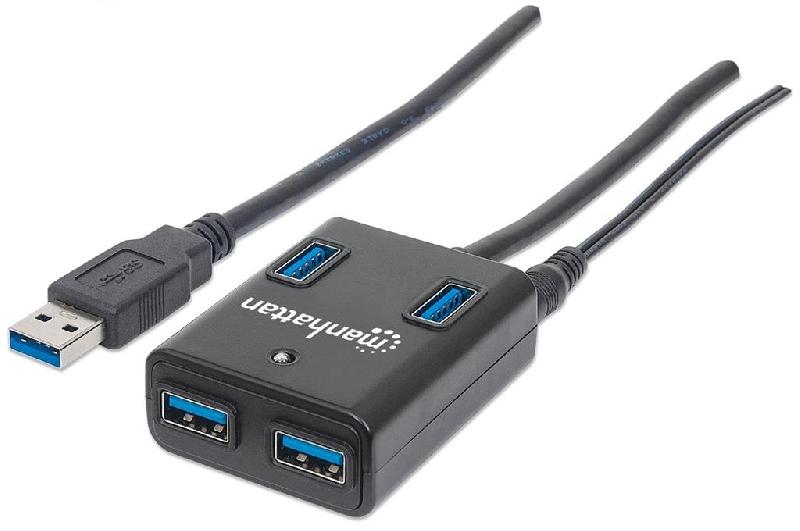 Manhattan SuperSpeed USB 3.0 - Hub 4 ports avec adaptateur secteur - Compatible USB 3.0, 2.0 et 1.1_0