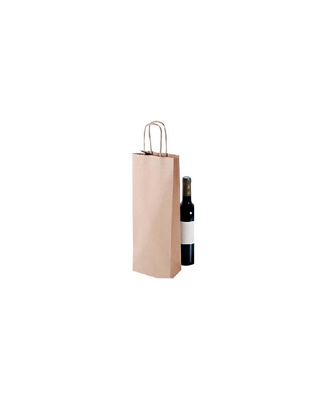 607856 - Sac papier kraft pour 1 bouteille - Colis de 300 sacs, kraft vergé avec poignées torsadées_0