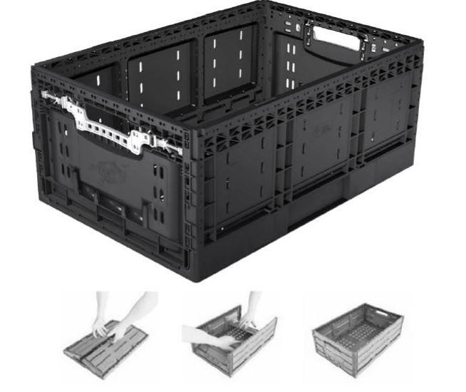 Bac pliable bloquant en plastique - 40 x 30 cm et 60 x 40 cm - Hauteur 17 à 28,7 cm - Usage alimentaire et empilable_0