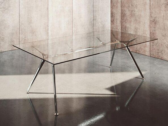 Bureau de direction Arkitek en verre trempé transparent - structure aluminium poli - Dimensions 160x80, 180x88 ou 200x100 cm - Fabriqué en Espagne_0