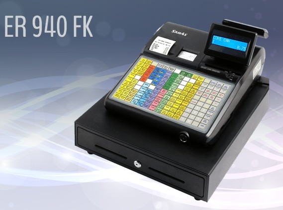 Caisse enregistreuse alphanumérique Sam4s ER 940 FK - clavier plat, double imprimante thermique, grand tiroir métal_0
