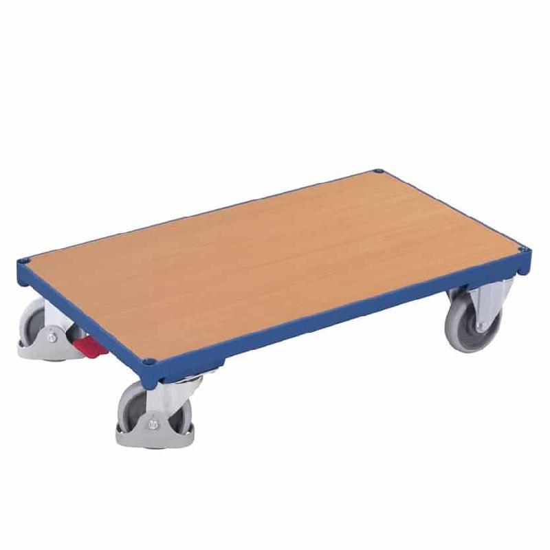 Chariot plateforme modulaire - Plateau mélaminé décor hêtre - Capacité 500kg - Roues anti-trace avec freins_0