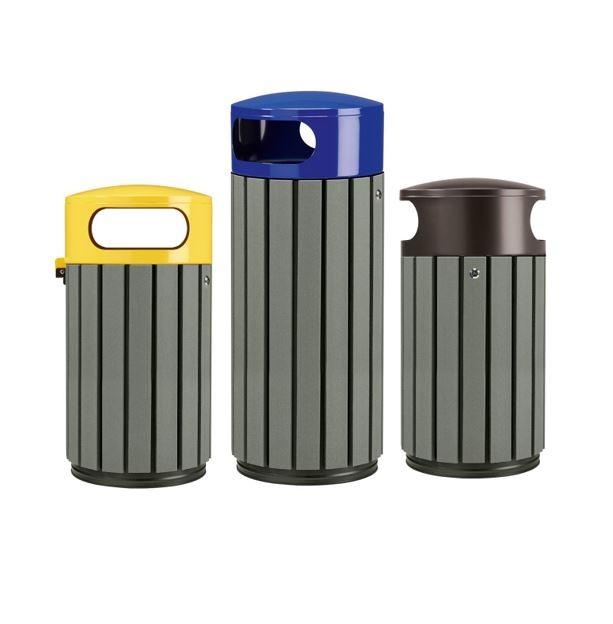 Corbeille urbaine extérieure en briques alimentaires recyclées - DMC Direct - Résistante et sans entretien_0