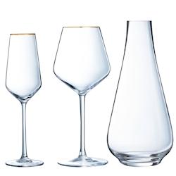 Ensemble 8 verres à pied Ultime Bord Or et carafe - Cristal d'Arques - transparent verre 0725765985934_0