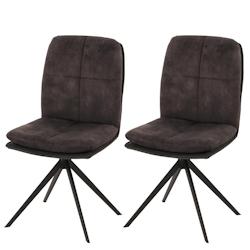 Décoshop26 - Lot de 2 chaises de salle à manger pivote à 180° cadre trépied en métal assise en tissu gris foncé 04_0007405 - gris 3000262107711_0