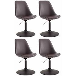 Décoshop26 - Lot de 4 chaises de salle à manger pivotante hauteur réglable en PVC marron et pied trompette métal noir 10_0001802 - marron 30002506_0