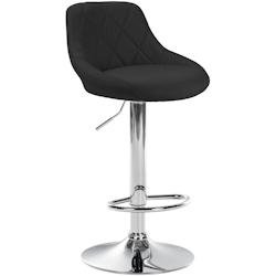 Décoshop26 - Tabouret de bar chaise haute x 1 avec coutures décoratives assise en tissu noir pieds métal chromé 10_0005086 - noir 3000252454160_0