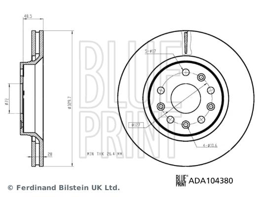 Disque de frein Blue Print ADA104380 - ventilé de l'intérieur - boîte de 1 disque_0