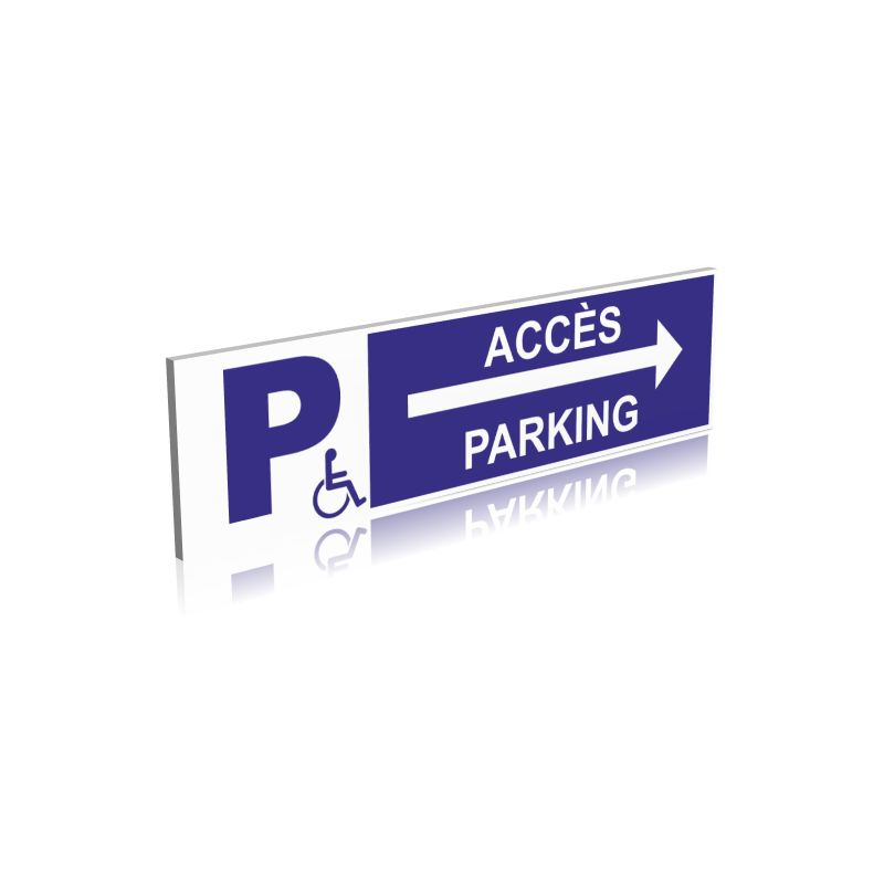 Handi14 - Panneau place handicapé - Accès parking personnes à mobilité réduite droite - Aluminium composite 3 mm_0