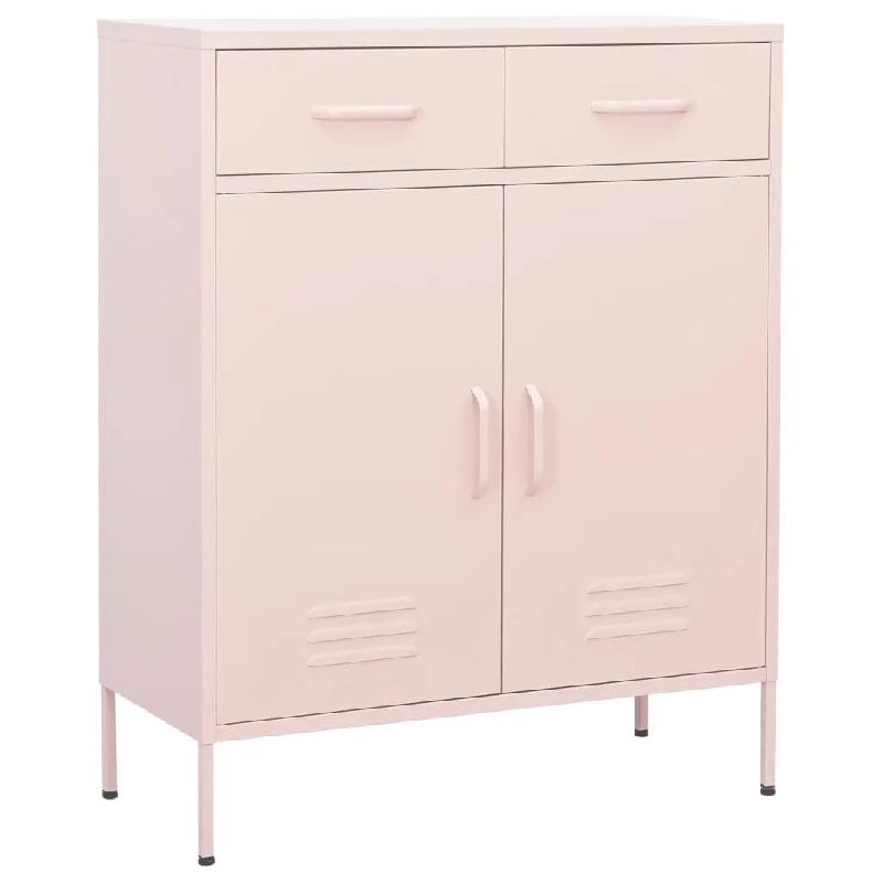 Helloshop26 - Armoire de rangement en acier 80 x 35 x 101,5 cm avec 2 tiroirs et étagère réglable style contemporain rose 02_0046848 - rose acier 3_0