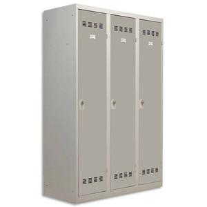 Pierre henry vestiaire métal industrie sale 3 casiers largeur 120 cm gris perle_0