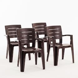 RATTATAN Set de 4 chaises monobloc en polypropylène avec fibre de verre, effet bois, empilables pour extérieur et jardin, bar et restaurant - Anita_0
