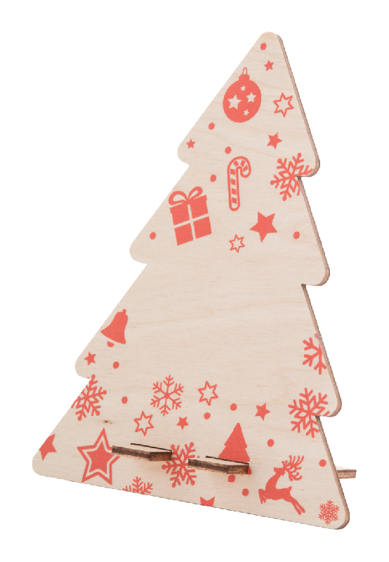 Support téléphone en forme de sapin de Noël - contreplaqué de bouleau - couleur rouge_0