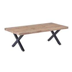 SIT Möbel Table basse moderne | 120 x 60 cm | Plateau MDF 40 mm, aspect chêne sauvage naturel | Structure en X, métal noir | L120 x P60 x H40 cm -_0