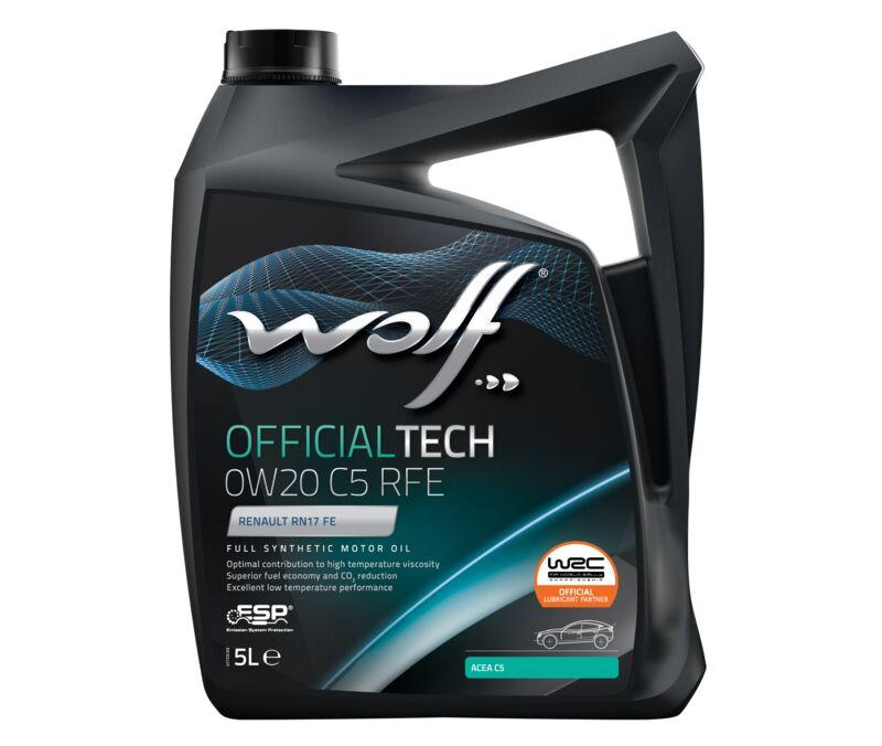 WOLF - Huile moteur OfficialTech 0W20 C5 RFE - 5L - RN17 FE - ACEA C5_0