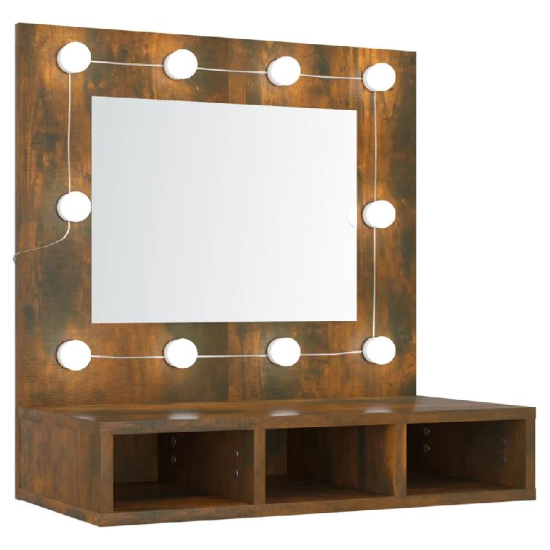 ARMOIRE À MIROIR AVEC LED 60 X 31,5 X 62 CM CHÊNE FUMÉ 02_0006660_0