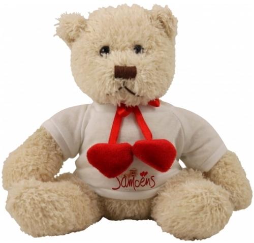 Cadeau publicitaire - Peluche ours blanc avec tee-shirt blanc personnalisable - Hauteur 19 cm_0