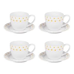 Coffret de 4 tasses à thé avec sous tasses Marguerite 30 cl -  Blanc Rond Porcelaine Table Passion 12x9 cm - blanc porcelaine 3106232721359_0