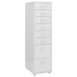 Décoshop26 - Caissons à tiroirs meuble de bureau sur roulettes 8 tiroirs 28 x 41 x 109 cm en métal gris DEC024573 - gris 3000254779476_0
