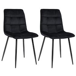 Décoshop26 - Lot de 2 chaises de salle à manger en velours noir pieds métal noir mat style moderne CDS10099 - noir 3000493069604_0