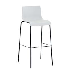 Décoshop26 - Tabouret de bar avec repose-pieds dossier incurvé en plastique blanc et 4 pieds en métal noir 10_0004928 - blanc 3000252360706_0