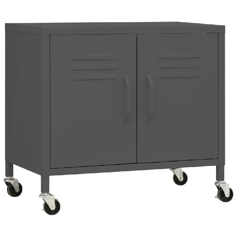 Helloshop26 - Armoire de rangement mobile avec étagère réglable 60 x 35 x 56 cm en acier anthracite 02_0046900 - acier 3000234488398_0