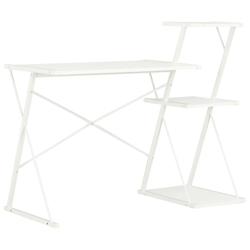 Helloshop26 - Bureau table poste de travail meuble d'ordinateur informatique étude avec étagère 116 x 50 x 93 cm blanc 02_0023476 - 3000214342955_0