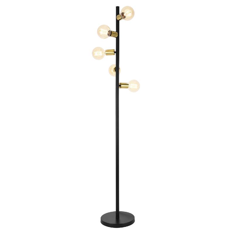 Lampadaire lampe à pied métal noir et cuivre jaune design moderne 5 x e27 153 cm 03_0002447