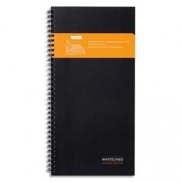 OBERTHUR WHITELINES CAHIER SLIMSPIRALE 14,8X29,7CM 140 PAGES (70 FLES) NON PERFO 5X5-COUVERTURE NOIRE