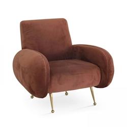 Oviala Business Fauteuil en velours vintage terracota - marron 106992_0