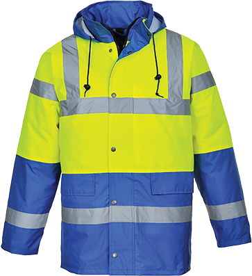 Parka bicolore réfléchissante jaune royal S466 - certifiée CE - 4XL - isolation matelassée - capuche détachable_0