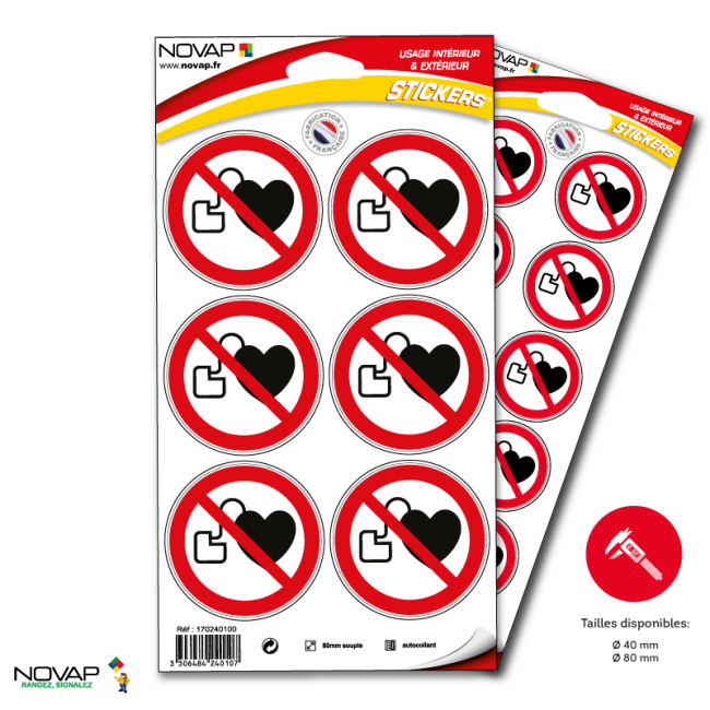 Planches de 6 panneaux adhésifs ronds diamètre 80 mm interdictions - PADRPN-NV02/IPSC_0