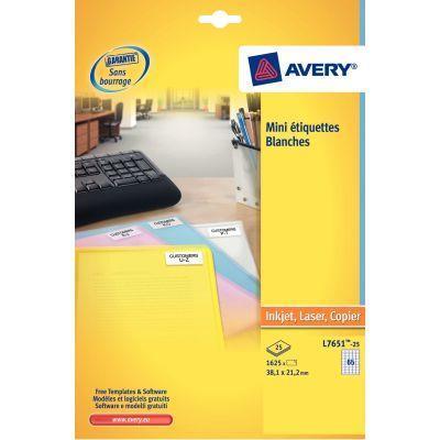Pochette de 1 200 étiquettes laser mini 22x12,7mm - Vélin extra-blanc 145g/m² - AVERY ETIQUETTES L7653_0