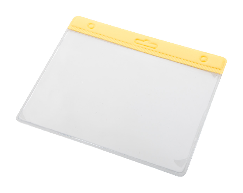 Porte-badge en PVC transparent - partie supérieure colorée - couleur jaune - poids 8g_0