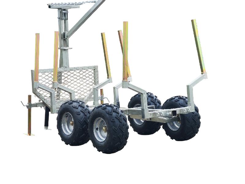 Remorque forestière double essieux 4 roues 1400kg 1800-2650x1300x1000mm avec grue de levage Torros AHR1400W_0